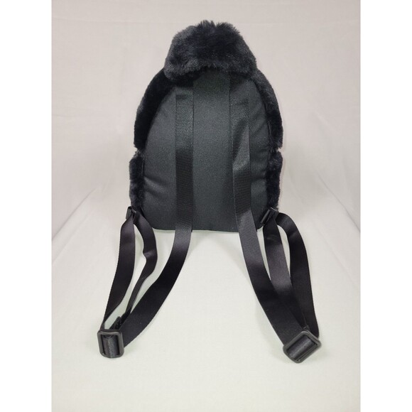 Nike Futura 365 Faux Fur Mini Backpack Black with White Swoosh Nike Purse Bag - Picture 3 of 12